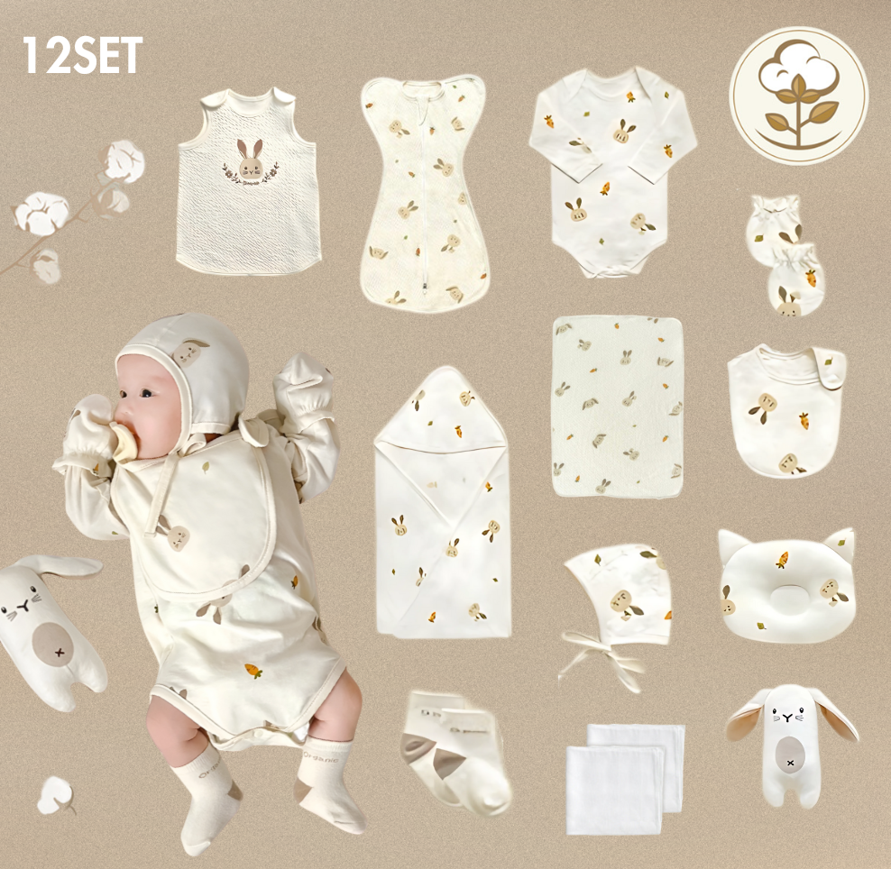 【禮盒🎁】Organic Newborn 12-Gift-Set 有機棉初生嬰兒12件禮盒套裝