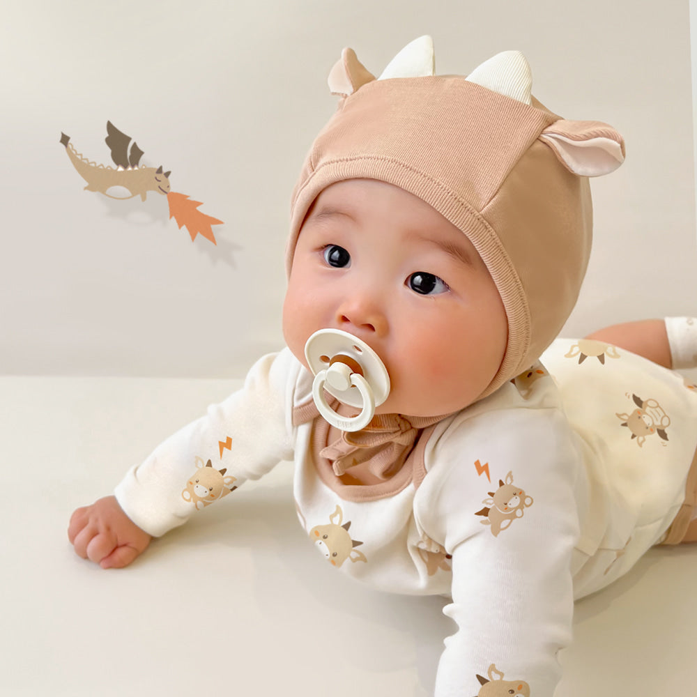 【韓國製🇰🇷】Organic Newborn Short Sleeve Bodysuit + Bonnet Set 有機棉初生嬰兒短袖包屁衣連帽套裝