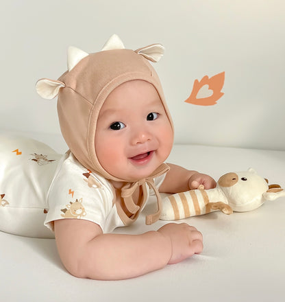 【韓國製🇰🇷】Organic Newborn Short Sleeve Bodysuit + Bonnet Set 有機棉初生嬰兒短袖包屁衣連帽套裝