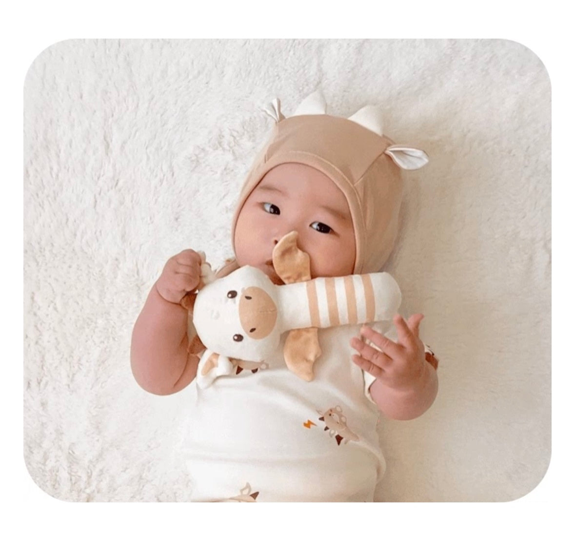 【韓國製🇰🇷】Organic Newborn Short Sleeve Bodysuit + Bonnet Set 有機棉初生嬰兒短袖包屁衣連帽套裝